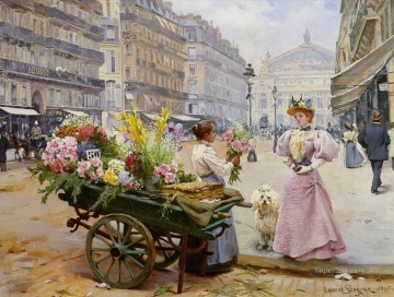 Schreyer Louis Marie de La Marchande des Fleurs Avenue De Lorpera París Pinturas al óleo